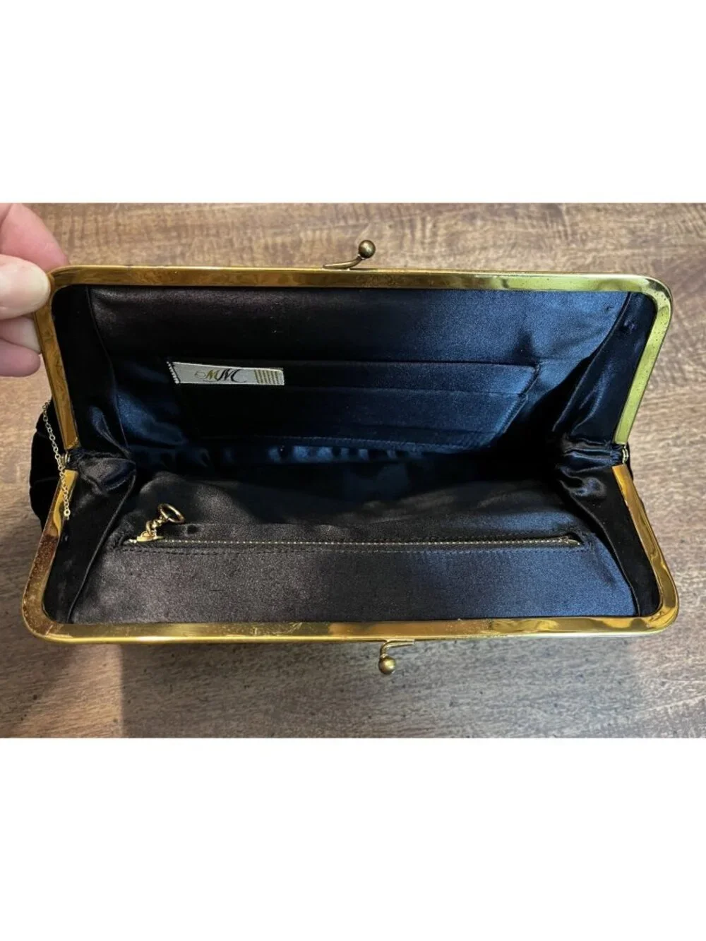 VTG Morris Moskowitz (MM) Black Velvet Clutch w/Coin Purse Evening Formal Gala